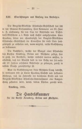 XIII. Einrichtungen und Umfang des Verkehrs.