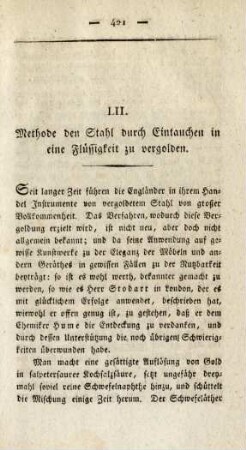 LII. Methode den Stahl durch Eintauchen in eine Flüssigkeit zu vergolden