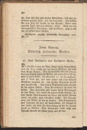 Zwote Gattung. Alkalisch salinische Wasser