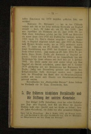 5. Die früheren kirchlichen Verhältnisse und die Stiftung der unirten Gemeinde.