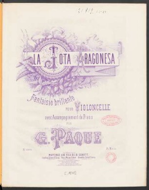 La jota aragonesa : fantaisie brillante pour violoncelle avec accompagnement de piano