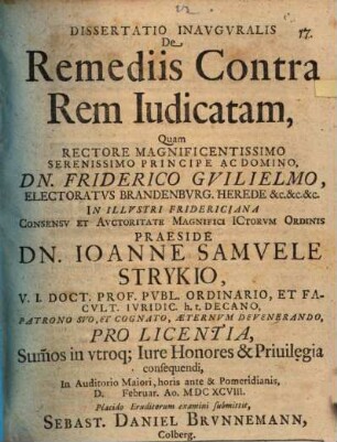 Dissertatio inauguralis de remediis contra rem iudicatam
