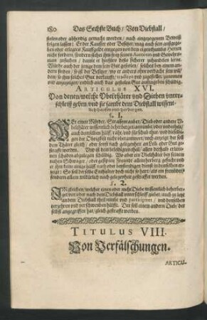 Titulus VIII. Von Verfälschungen.