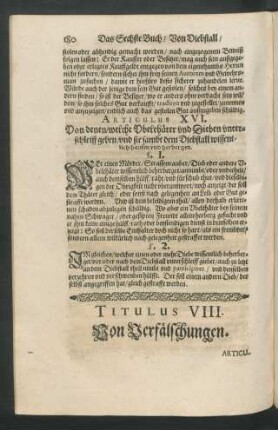 Titulus VIII. Von Verfälschungen.