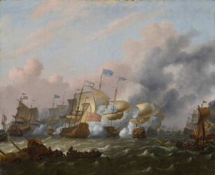 Eine Seeschlacht zwischen Holländern und Engländern