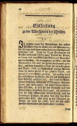 Einleitung zu den Alterthümern der Christen.