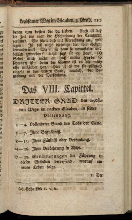 Das VIII. Capittel.