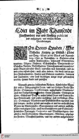 Edict im Jahr 1554 publicirt