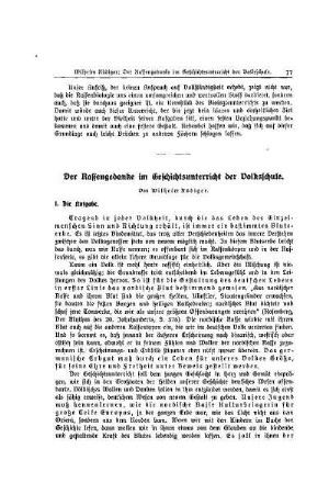 Der Rassengedanke im Geschichtsunterricht der Volksschule