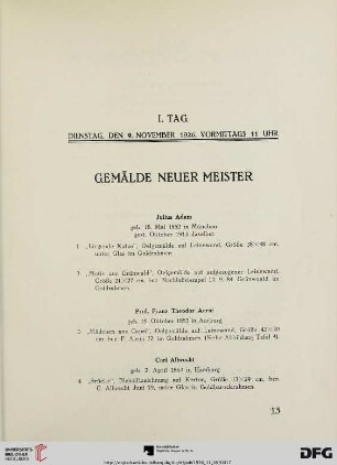 Gemälde neuer Meister (Nr. 1-286)
