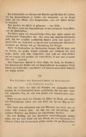 VIII. Die Usachen des Nationalismus im Proletariat. c) Die Radikalen. Kautsky.