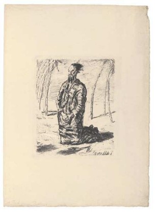 Sechs Lithographien zum Neuen Testament. Blatt 1: Christus in der Wüste