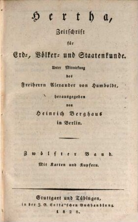 Hertha : Zeitschrift für Erd-, Völker- und Staatenkunde. 12. 1828