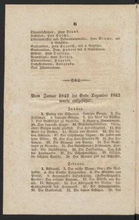Vom Januar 1842 bis Ende Dezember 1842 wurde aufgeführt: