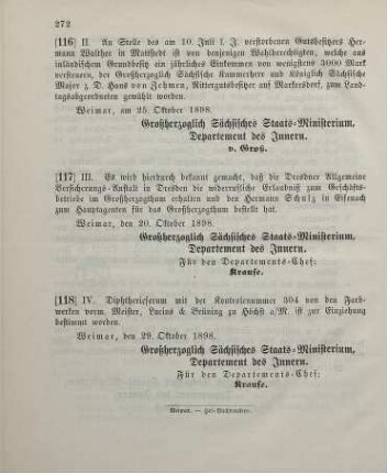 116. Ministerial-Bekanntmachung, betreffend die Ersatzwahl eines Landtagsabgeordneten