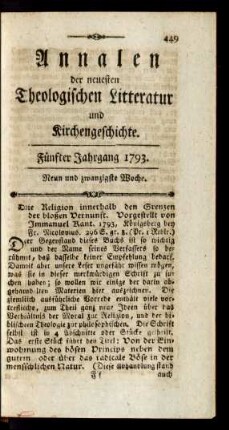 Neun und zwanzigste Woche