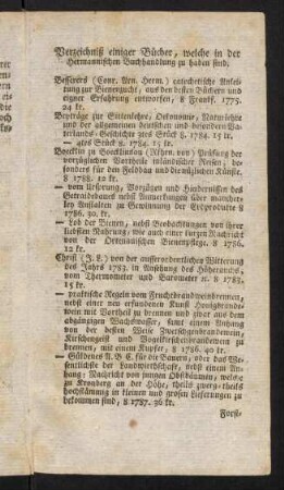 Verzeichniß einiger Buecher, welche ...