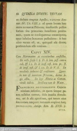 Caput XIV. Cum Hottomanno ac recentioribus conflictus. ...