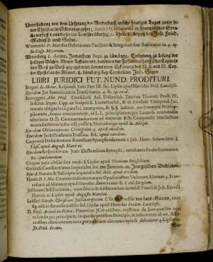 Libri Juridici Fut. Nund. Prodituri.