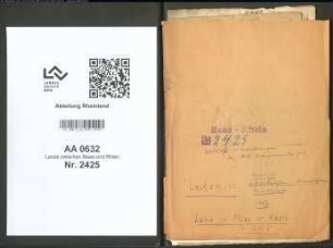 Verpachtung von Grundstücken der katholischen Kirchengemeinden zu Lechenich, Großbüllesheim, Ramershoven (Amt Neuenahr) und Heimerzheim (Oberamt Bonn)