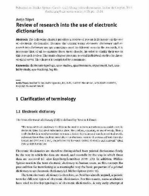 Review of research into the use of electronic dictionaries