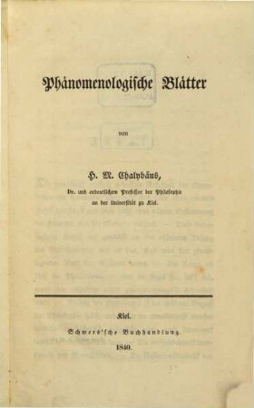 Phänomenologische Blätter