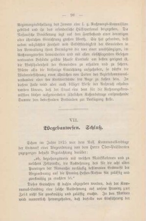 VII. Wegebauwesen. Schluß