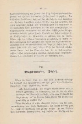 VII. Wegebauwesen. Schluß