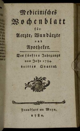 Des fünften Jahrgangs vom Jahr 1784. drittes Quartal.