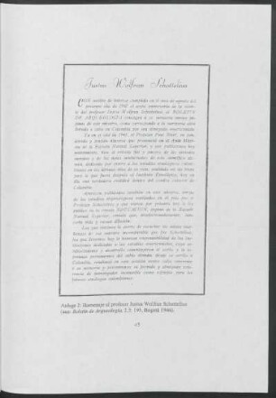 Anlage 2: Homenaje al profesor Justus Wolfran Schottelius