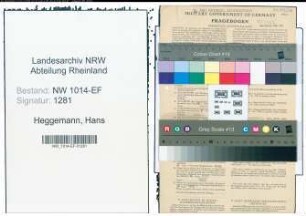 Entnazifizierung Hans Heggemann , geb. 20.05.1892 (Jurist)