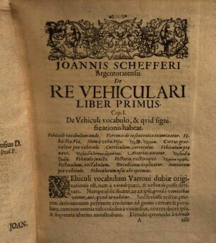 Joannis Schefferi Argentoratensis De Re Vehiculari Veterum Libri Duo