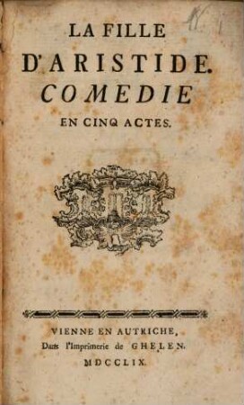 La Fille D'Aristide : Comedie En Cinq Actes