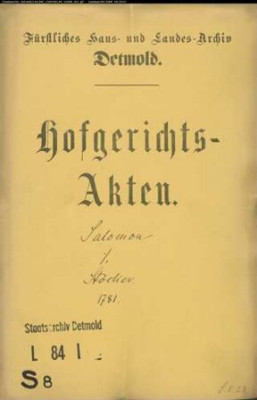 Salomon, Samson zu Horn gegen Witwe Stöcker zu Horn - Schuldforderung