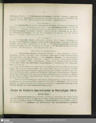 Lehrplan der Königlichen Baugewerkenschule