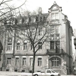 Dresden-Pieschen, Hubertusstraße 41/43. Doppelwohnhaus (1898). Straßenansicht (Nr. 43)