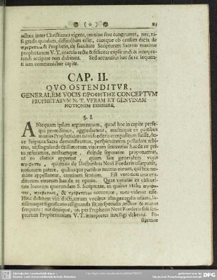 Cap. II. Quo Ostenditur, Generalem Vocis Prophētēs Conceptum Prophetarum N.T. Veram Et Genuinam Notionem Exhibere