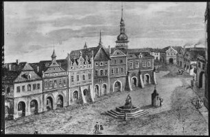 Brüx. Marktplatz Anfang 18. Jahrhundert