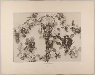 126. Feston und Vignetten aus Rosen, Crucifix, Fächer und Medaillon