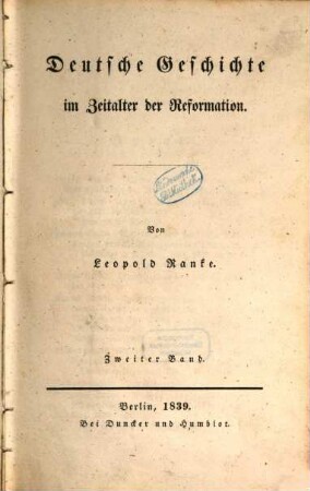 Deutsche Geschichte im Zeitalter der Reformation, 2