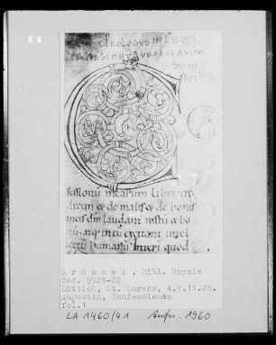 Cod. 9521-22, Augustin, Confessiones, fol. 1, Initiale C