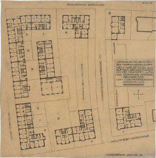 Fischer, Theodor; München - Laim; Wohnsiedlung Terraingesellschaft Neu-Westend - Grundrisse 1. OG