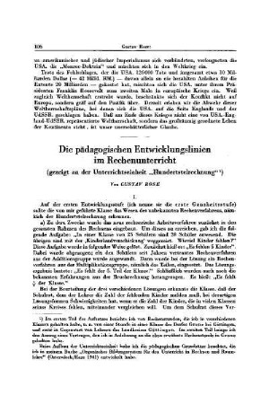 Die pädagogischen Entwicklungslinien im Rechenunterricht : (gezeigt an der Unterrichtseinheit "Hundertstelrechnung)