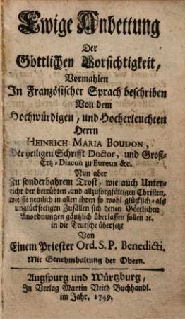 Ewige Anbettung Der Göttlichen Vorsichtigkeit