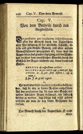 Cap. V. Von dem Beweise durch den Augenschein.