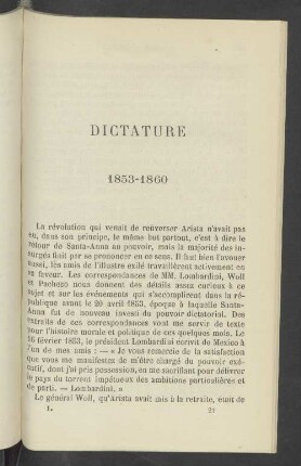 Dictature 1853-1860