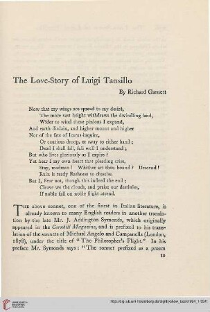 1: The love-story of Luigi Tansillo