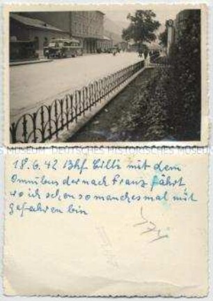 Bahnhof von Celje mit Bus in Richtung Vransko (Franz)