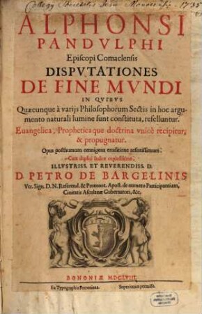 Disputationes de fine mundi