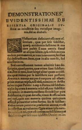 Demonstrationes Evidentissimae Doctrinae De Essentia imaginis dei & Diaboli, iustitiaeq[ue] ac iniustitiae originalis : Demonstrationes Evidentissimae Doctrinae De Essentia imaginis dei & Diaboli, iustitiaeq[ue] ac iniustitiae originalis
